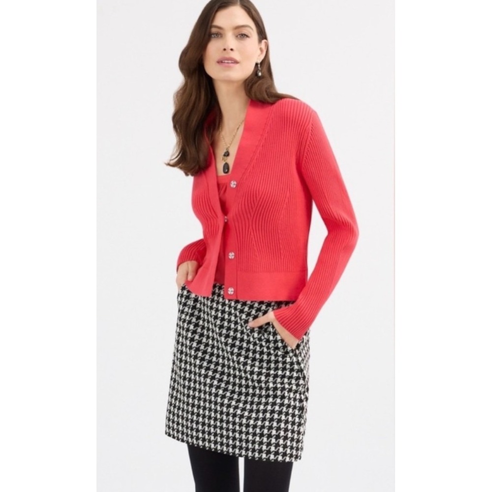 CAbi Madame Cardigan Sweater #4651 Cropped Slim Fit Cinema Pink Small